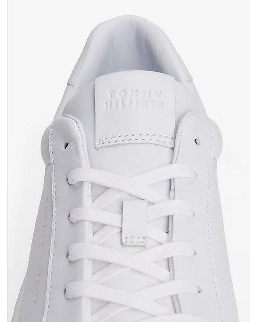 Tommy Hilfiger Leren Sneaker Met Gestanst Logo En Cupsole in het White voor heren