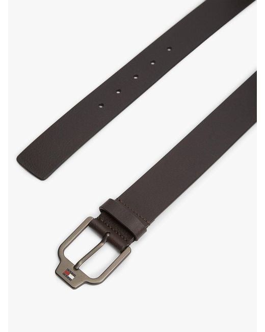 Tommy Hilfiger Brown Scanton Logo Textured Leather Belt for men