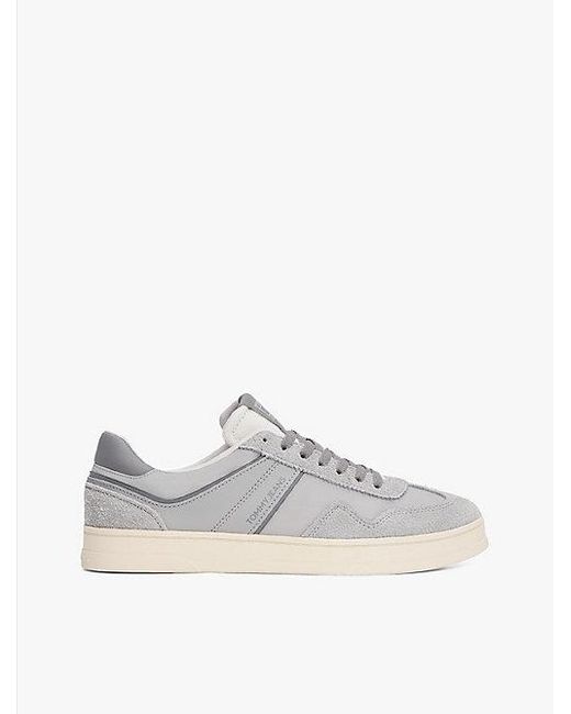 Tommy Hilfiger The Greenwich Leren Sneaker Met Textuurmix in het White voor heren
