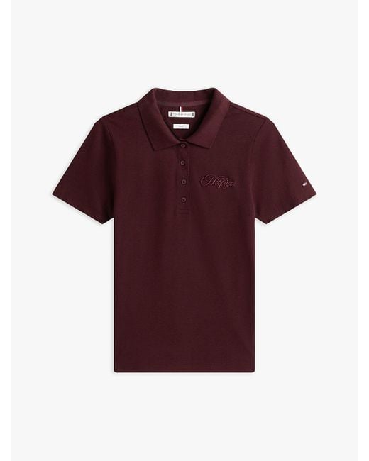 Polo Ajusté En Piqué À Logo Brodé Tommy Hilfiger en coloris Red