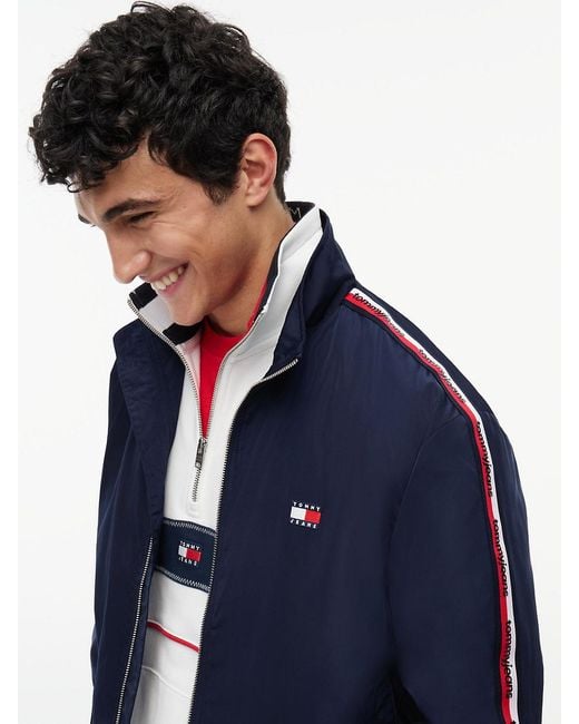Tommy Hilfiger Blue Global Stripe Tape Zip-Thru Jacket for men