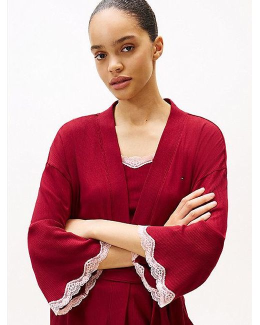 Bata Essential Acanalada Con Encaje Tommy Hilfiger de color Red