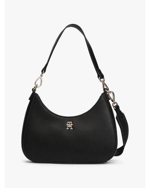 Tommy Hilfiger Black Th Monogram Plaque Shoulder Bag