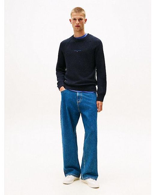 Tommy Hilfiger Slim Trui Met Raglanmouwen En Lineair Logo in het Blue voor heren