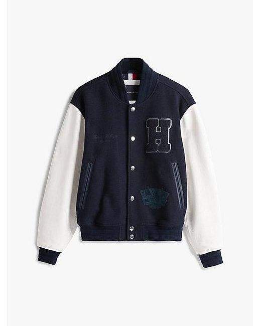 Tommy Hilfiger Relaxed Varsity-Jack Van Wolmix in het Blue voor heren