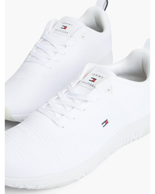 Tommy Hilfiger White Signature Knitted Trainers for men