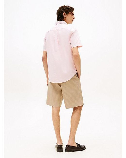 Tommy Hilfiger Regular Fit Oxford Overhemd Met Korte Mouwen in het White voor heren