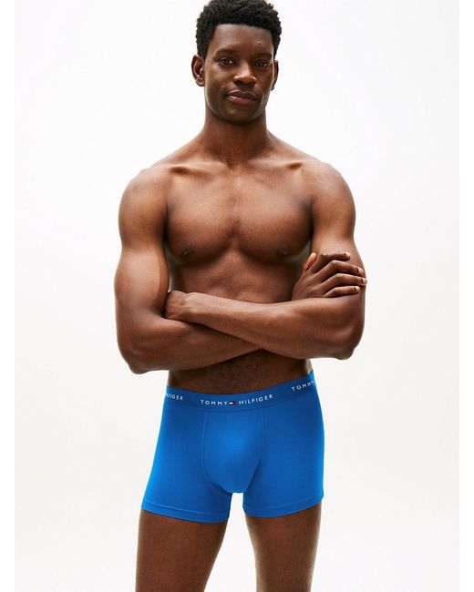 Tommy Hilfiger Blue 3-Pack Signature Logo Microfibre Trunks for men