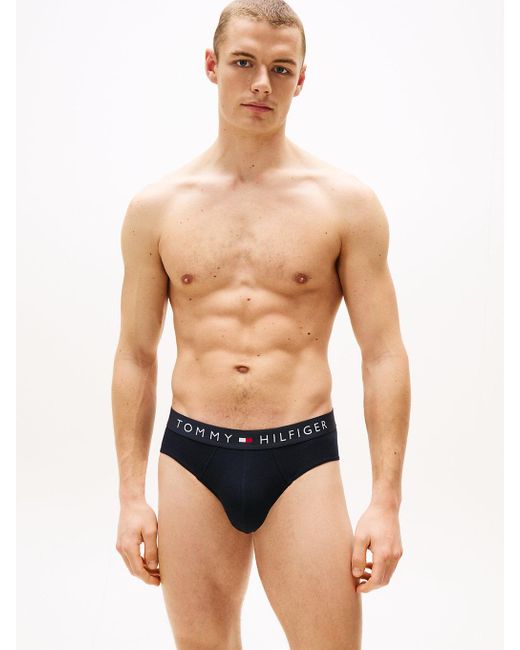 3 Pack Slip Th Original Con Elastico Iconico di Tommy Hilfiger in Blue da Uomo
