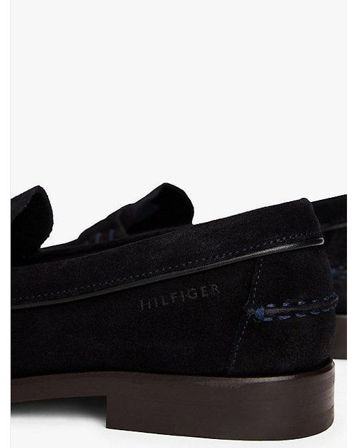 Tommy Hilfiger Suède Loafer Met Logo in het Black voor heren