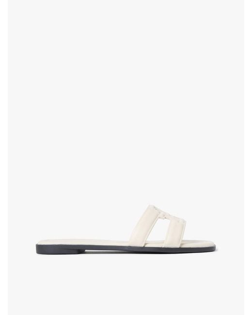 Tommy Hilfiger White Leather Th Monogram Strap Mules