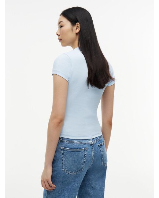 Tommy Hilfiger Blue Logo Ribbed Slim T-Shirt