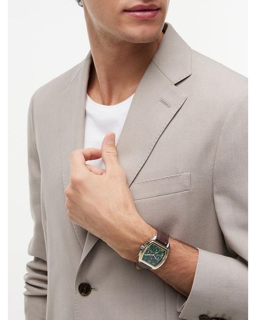 Tommy Hilfiger Gray Square Dial Leather Strap Watch for men