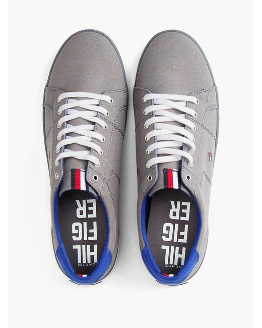 Tommy Hilfiger Gray Flag Canvas Trainers, Grey for men