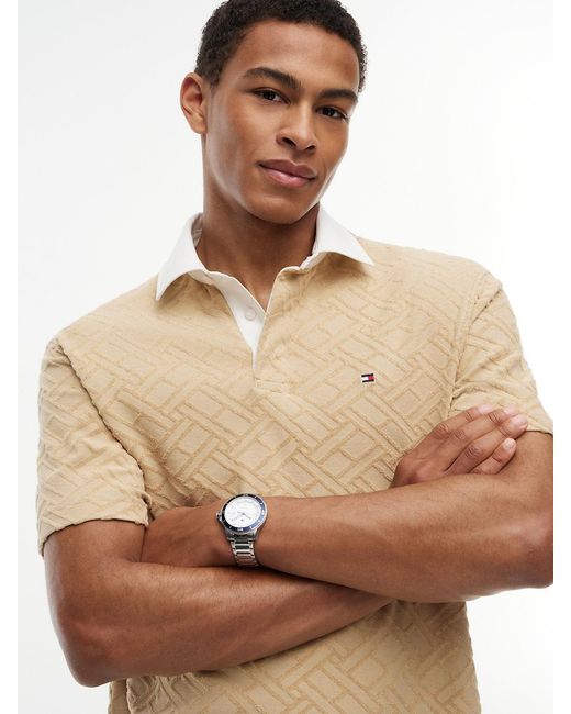 Tommy Hilfiger White Classic Fit Flag Jacquard Polo Shirt for men