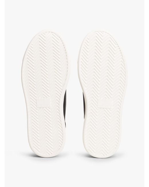 Tommy Hilfiger White Debossed Logo Platform Trainers With Leather