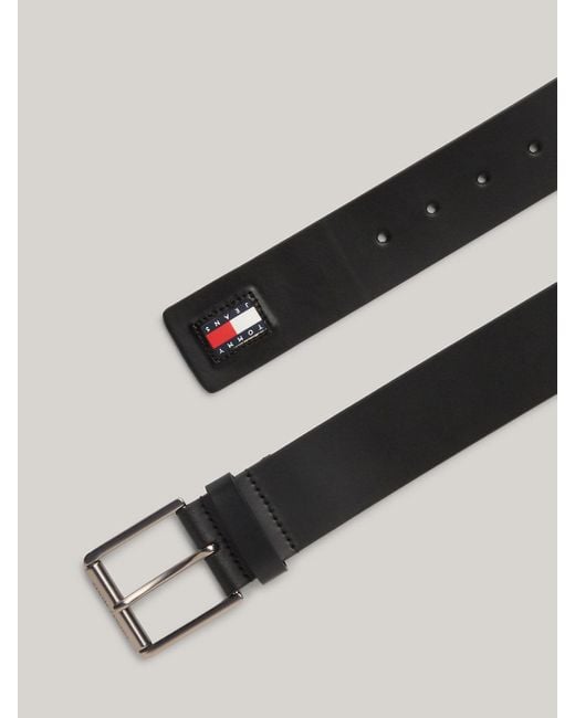 Tommy Hilfiger Black Roller Buckle Leather Belt for men