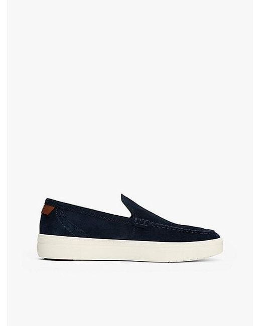 Tommy Hilfiger Signature Suède Instap-Loafer in het Blue voor heren