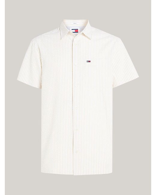 Tommy Hilfiger White Stripe Seersucker Short Sleeve Shirt for men