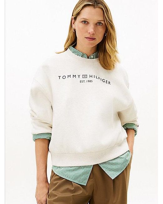 Sudadera Amplia De Felpa Flexible Tommy Hilfiger de color White