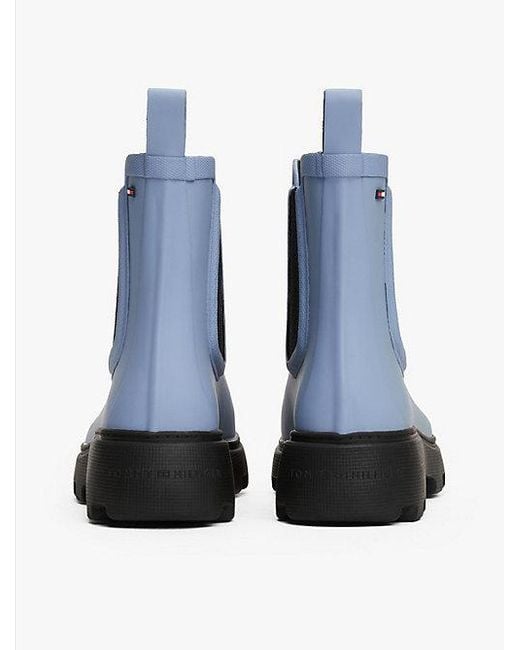 Tommy Hilfiger Rubberen Regenlaars Met Vlag En Profielzool in het Blue
