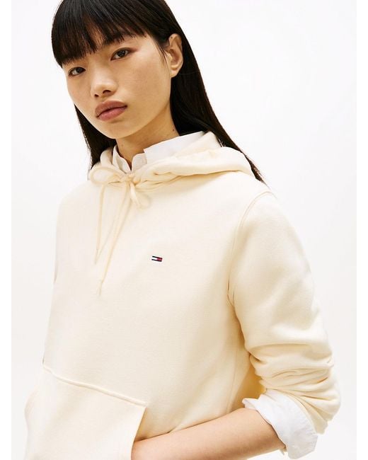 Tommy Hilfiger Natural Flag Embroidery Fleece Drawstring Hoody