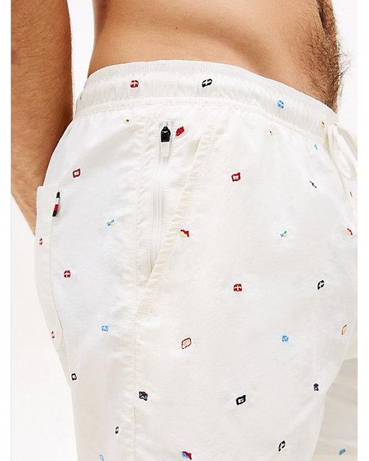 Tommy Hilfiger Medium Lange Zwemshort Met Ritszak in het White voor heren
