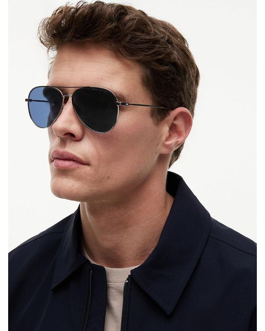 Tommy Hilfiger Blue Stainless Steel Aviator Sunglasses for men