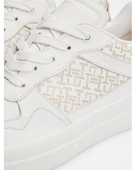 Tommy Hilfiger Leren Sneaker Met Th-Monogram in het White