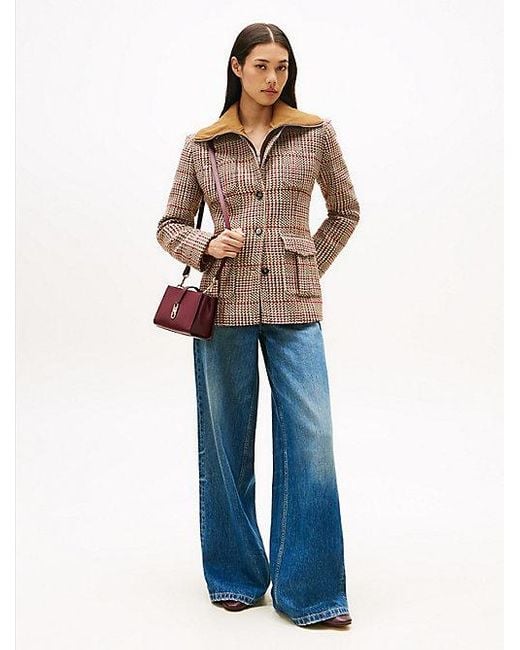 Americana De Tweed Con Botonadura Sencilla Tommy Hilfiger de color Brown