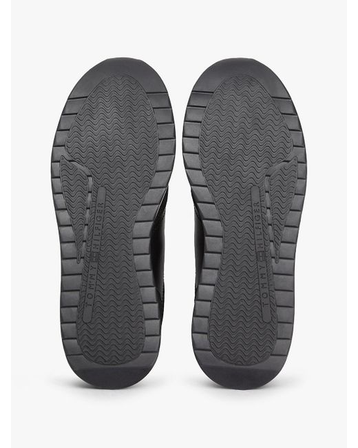 Tommy Hilfiger Black Embossed Th Monogram Leather Trainers