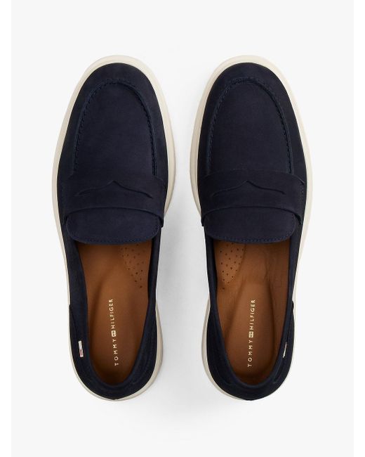 Tommy Hilfiger Blue Enamel Flag Leather Loafers