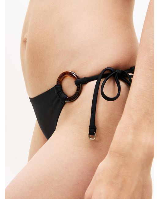 Tommy Hilfiger Natural Tortoiseshell Ring Side Tie Bikini Bottoms