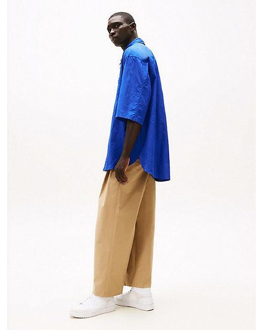 Tommy Hilfiger The Runway Collection Oversized Fit Crinkle-Hemd in Blue für Herren