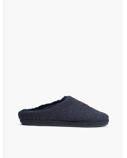 Tommy Hilfiger Blue Logo Embroidery Flannel Slippers