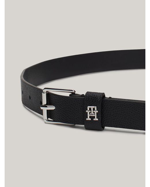 Tommy Hilfiger Black Heritage Roller Buckle Leather Belt