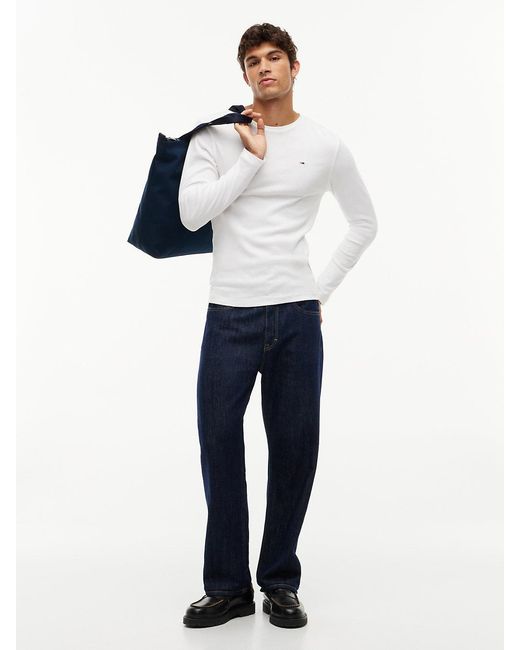 Tommy Hilfiger White Toy Jean Origina Ribbed Organic Cotton Ong Eeve T-hirt for men