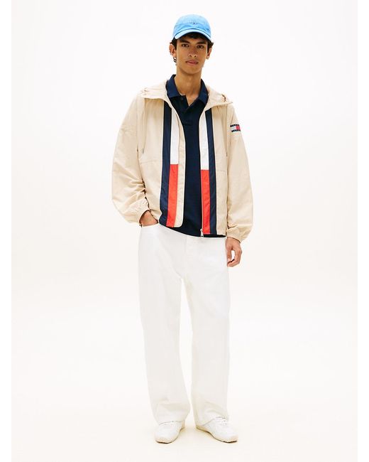 Tommy Hilfiger Blue Oversized Colour-Blocked Water Repellent Chicago Windbreaker for men