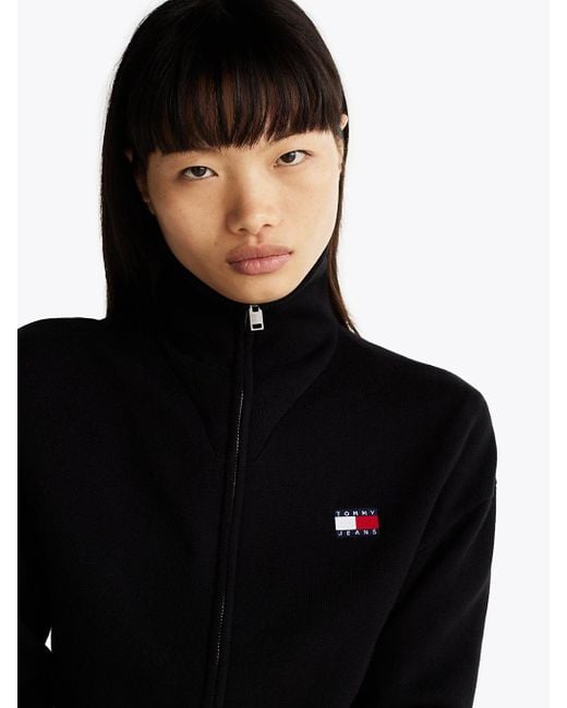 Cardigan Relaxed Fit Con Zip E Logo di Tommy Hilfiger in Black