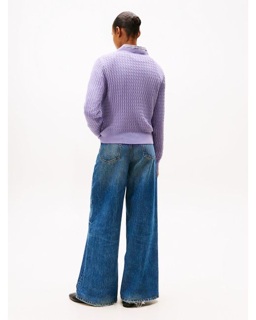 Pull En Maille Torsadée À Col Ras-Du-Cou Tommy Hilfiger en coloris Purple