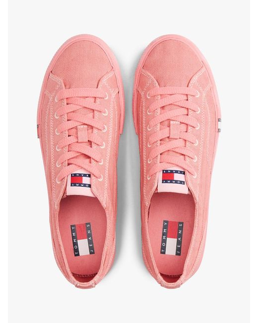 Tommy Hilfiger Pink Archive Flag Stripe Washed Canvas Trainers
