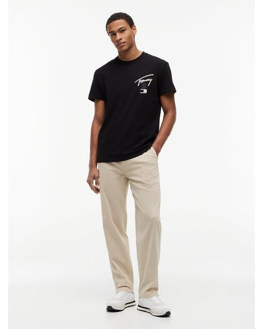 Tommy Hilfiger Black Signature Logo Crew Neck T-Shirt for men