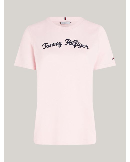 Tommy Hilfiger Blue Script Logo Embroidery T-shirt