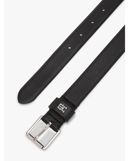Tommy Hilfiger Black Th Monogram Square Buckle Leather Belt