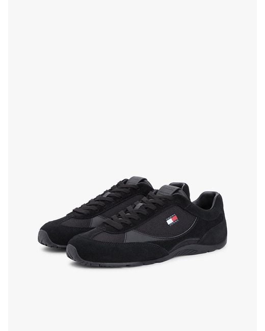 Tommy Hilfiger Black Suede Mixed Texture Archive Runner Trainers for men