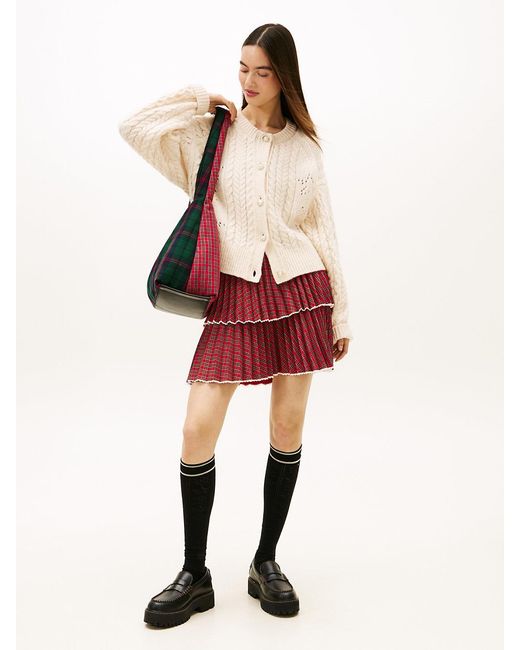 Tommy Hilfiger Natural Tommy Girl Wool Blend Cable Knit Relaxed Cardigan