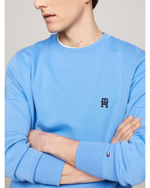 Tommy Hilfiger Blue Th Monogram Crew Neck Sweatshirt for men