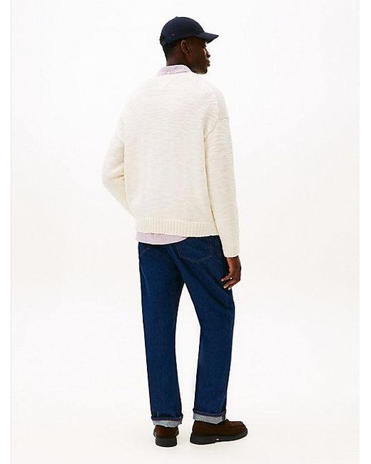 Tommy Hilfiger V-Hals Trui Van Wolmix in het White voor heren