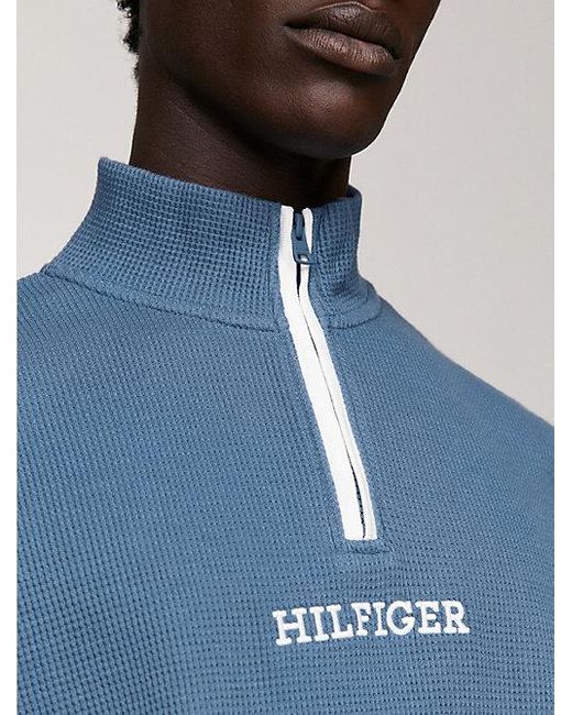 Tommy Hilfiger Hilfiger Monotype Sweatshirt Met Halve Rits in het Blue voor heren