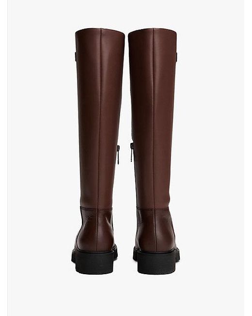 Tommy Hilfiger Leren Kniehoge Laars Met Profielzool in het Brown